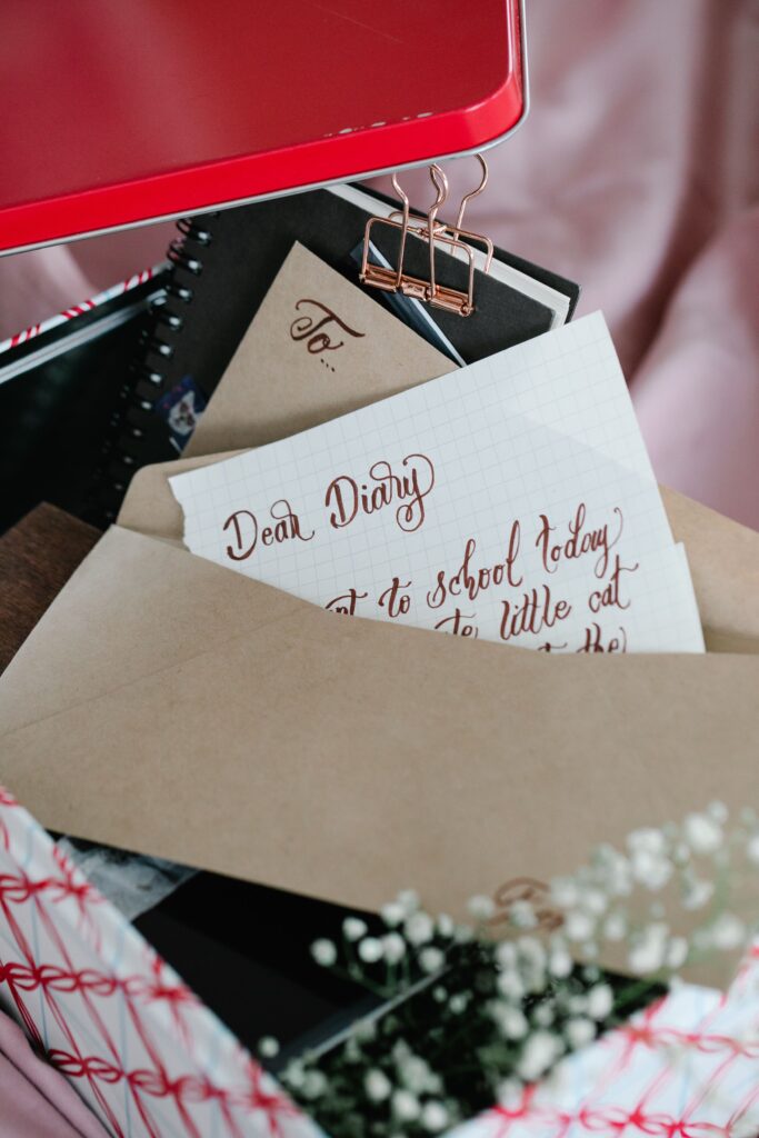 Handwritten letter and envelope representing how to write a letter to your future self.